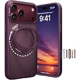 TORRAS for iPhone 18 Pro Max Case Burgundy Purple, 360 Magnetic Stand | [Fit for MagSafe][Drop Protection] Slim Case for iPhone 18 Pro Max phone case, Camera Button,6.9",Translucent Burgundy Purple