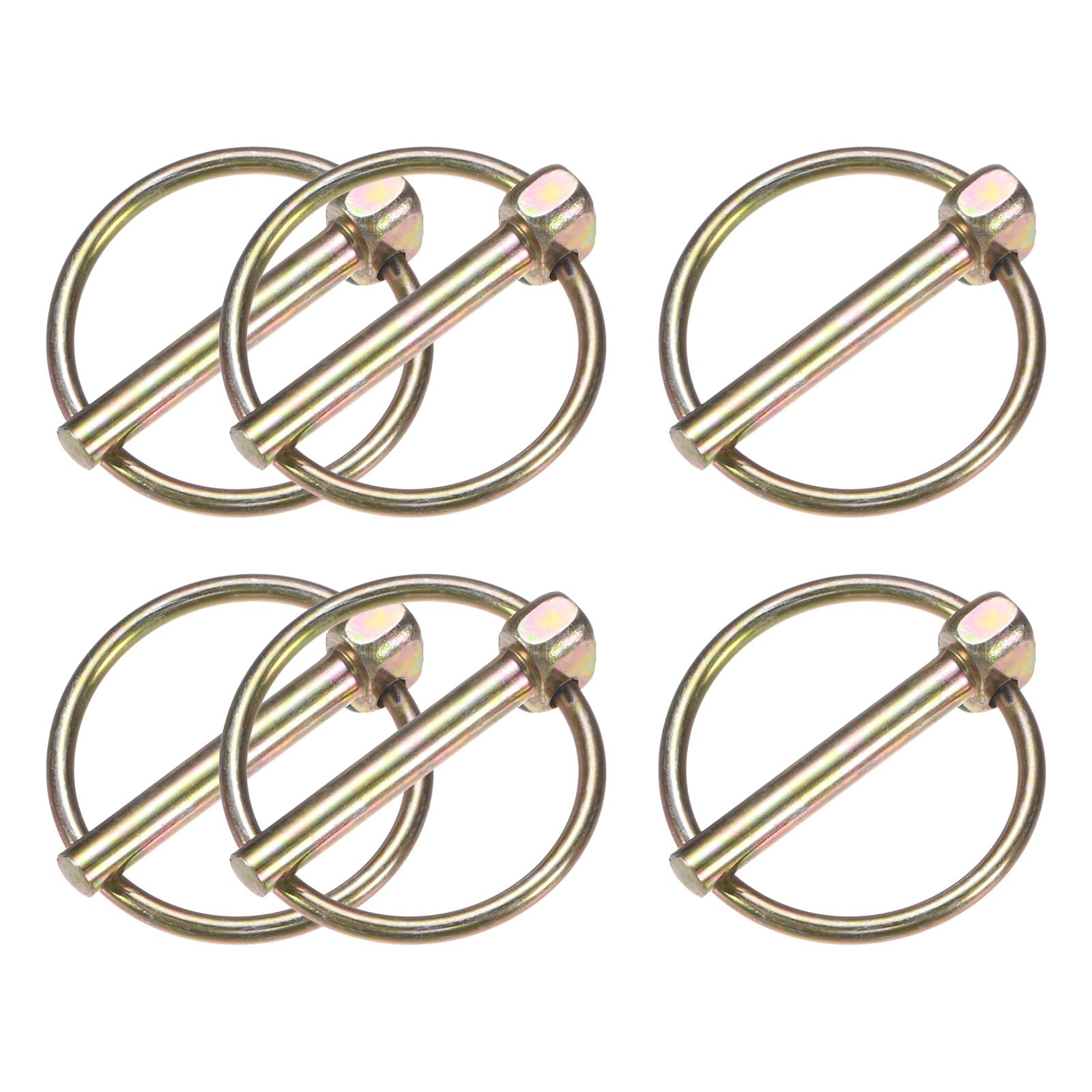 M METERXITY 6-Pack 11/64" Linch Pin with Ring, 1-3/16" Carbon Steel Lynch Pin Trailer Pins for Boat/Truck/Tractor/Trolley/Lawn Mower, Lock Clips Fastener Pin [4.5x30mm, Colored Zinc]
