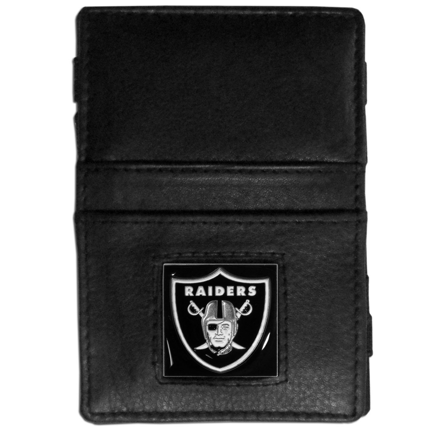 Siskiyou NFL Sports Fan Shop Las Vegas Raiders Leather Jacob's Ladder Wallet One Size Black