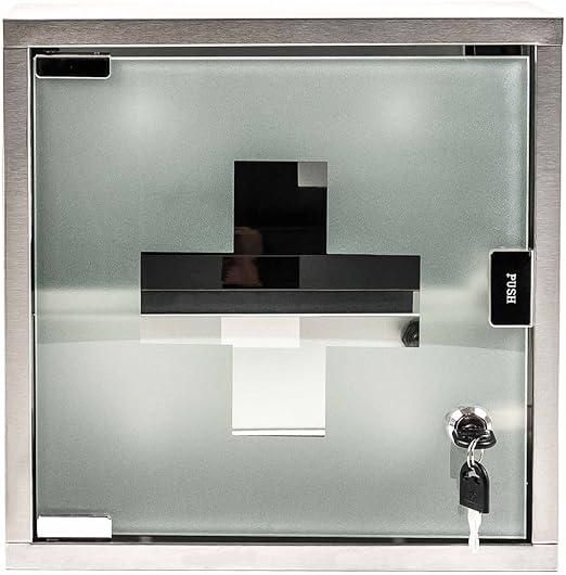Bubble Store Medicine Cabinet Lockable Square Stainless Steel Glass Door With Lock 2 Keys Includes Fixings Dimensions Approx 30 X 30 Cm Amazon De Kuche Haushalt