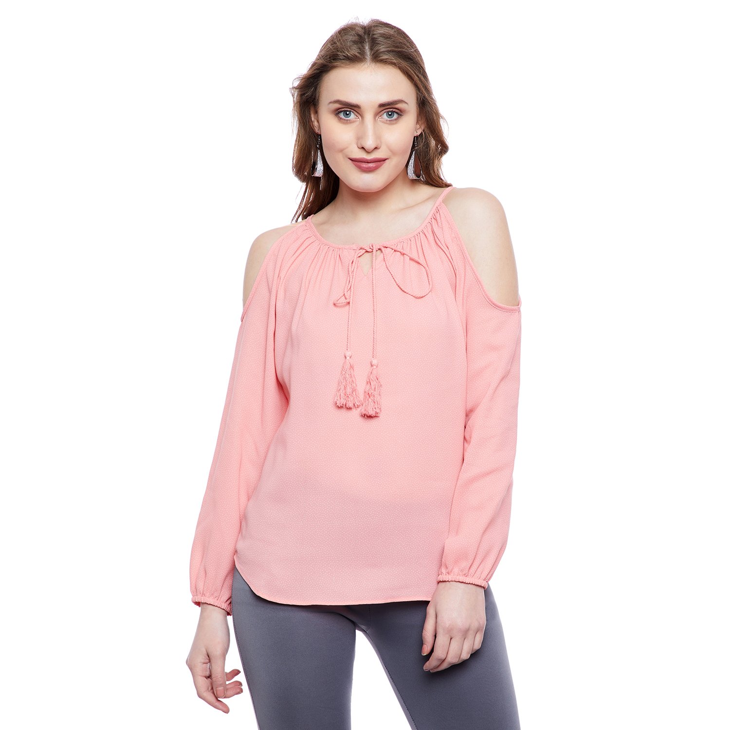 Buy AASK Women's Peach Color Printed Crepe Top (AK_4063) at Amazon.in