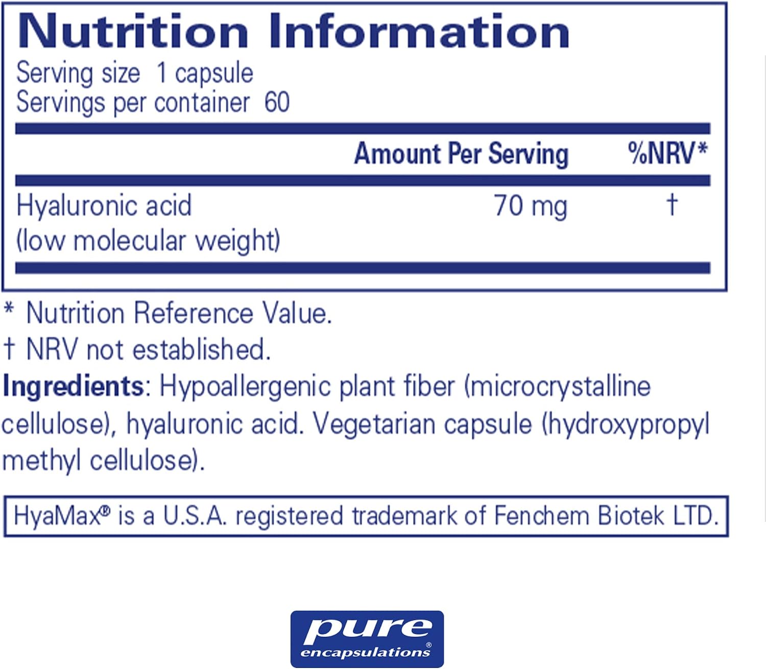 Pure Encapsulations Hyaluronic Acid - High Absorption Supplement - 60 Capsules, 60 count (Pack of 1) - Image 3