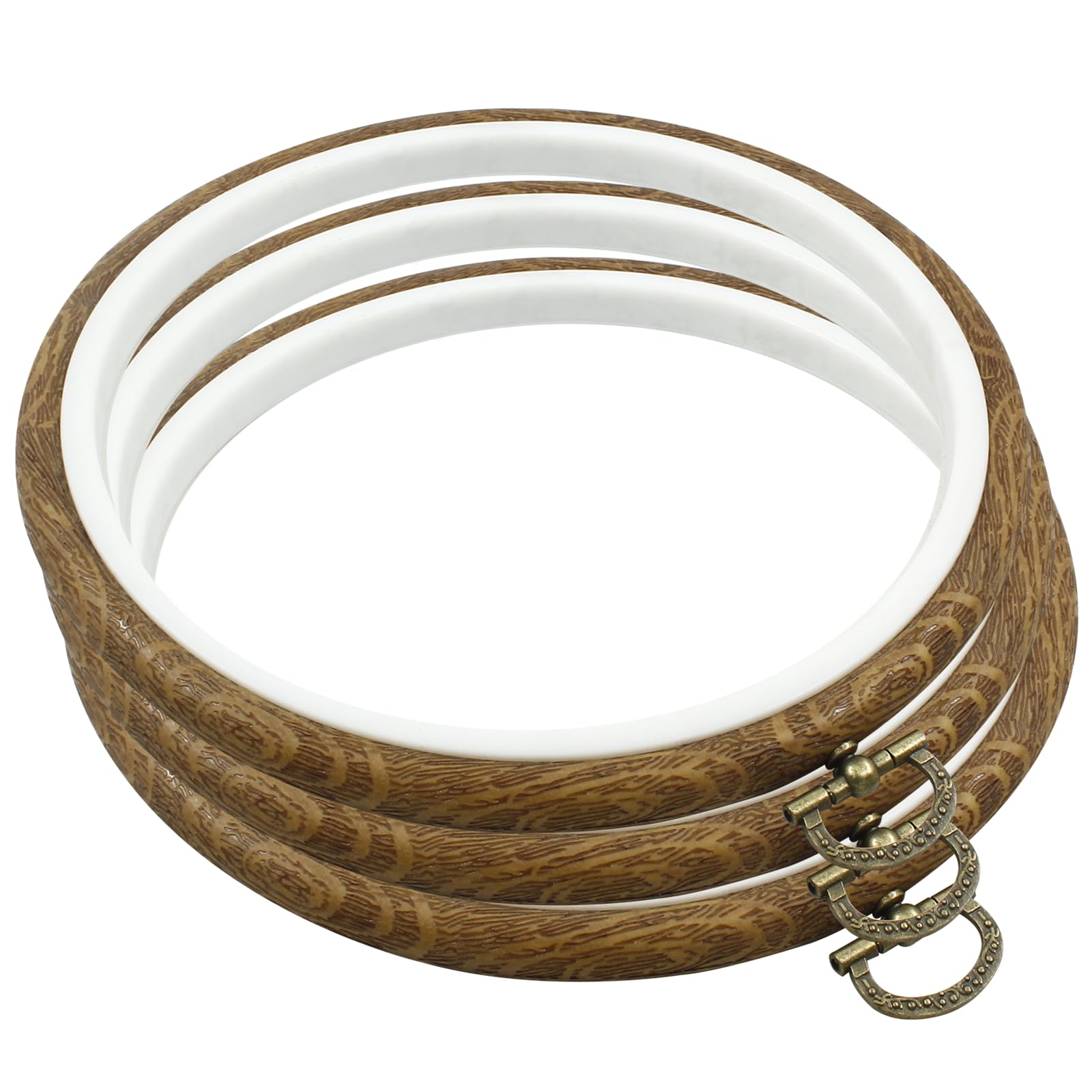 Photo 1 of ***MISSING ONE PIECE***
Bonsicoky 3 Pcs 17cm/6.7" Round Embroidery Hoops, Imitated Wood Display Frame Circle Embroidery for Art Craft Sewing Hanging