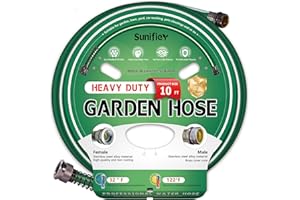 Sunifier Short Garden Hose 10 ft 15 ft – Outdoor Hybird Water Hose with Solid Fitting - Flexible, Kinkless, Lightweight, Heavy Duty Garden Hose for Lawn Watering, Car Washing - Burst 500 Psi (10 ft)