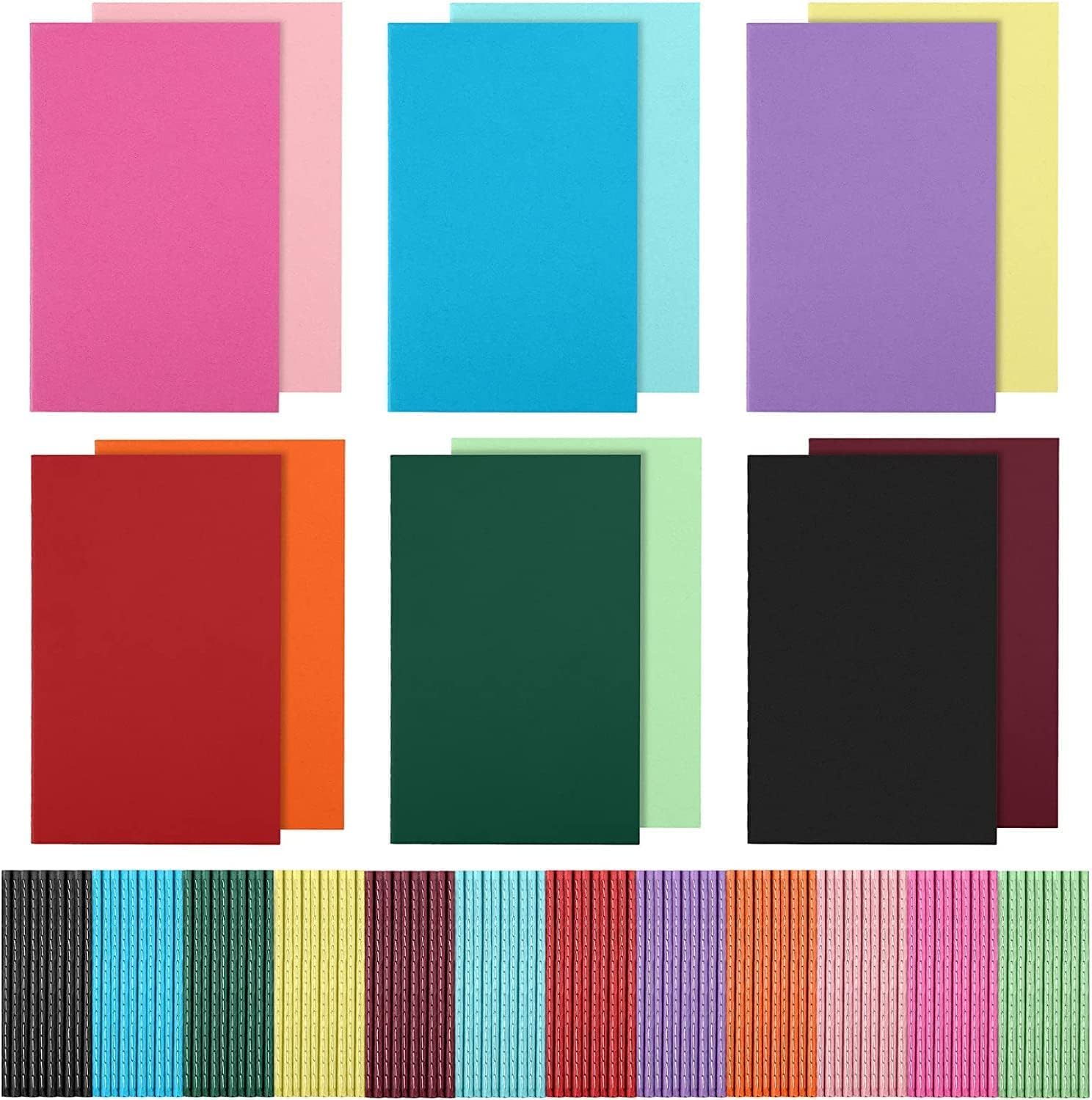 TESIN 60 Pack A6 Mini Pocket Notebooks Kraft Notebook, Journal Memo Notepad Lined Notepad, 24 Pages Soft Cover Composition Notebooks for College Students Office School Supplies, Multicolor, 9×14 cm