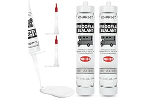 KOOPRIMIT RV Roof Sealant 2 Pack, Self-Leveling Lap Sealant White, Camper Caulk for RV Roofing, Maintenance, Repair