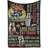 Huglanket Funny Raccoon Blanket - Let's Get Trashed - Gifts for Men and Women, Perfect for Birthday/Christmas, 50'' x 65''