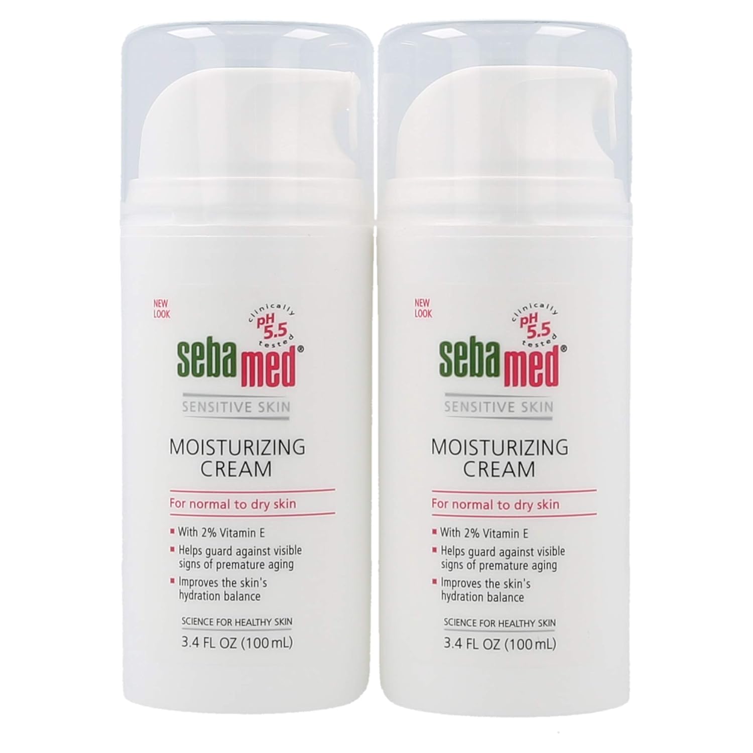 Sebamed Moisturizing Face Cream for Sensitive Skin with Pump 3.4 Fluid Ounces (100 milliliters) Vitamin E pH 5.5 Dermatologist Recommended 2-Pack (Set of 2)