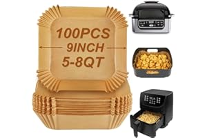 Oillase Air Fryer Sheets Liners for Ninja AG301 Grill, AF141 Pro 4-in-1 & More, 9in Disposable Square Air Fryer Parchment Pap