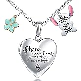 SHBOAZED Love Heart Locket Necklace That Holds Pictures Stitch-Shape Necklace Stuff Gifts Ohana Photo Lockets Necklace