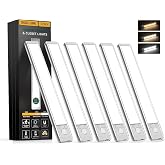 Soul Link 6-Pack 9.5" 76-LED Motion Sensor Under Cabinet Lights, Wireless | Button control, 1500mAh rechargeable batteries, magnetic mounting, dimming and 3 color modes for kitchen or closet.