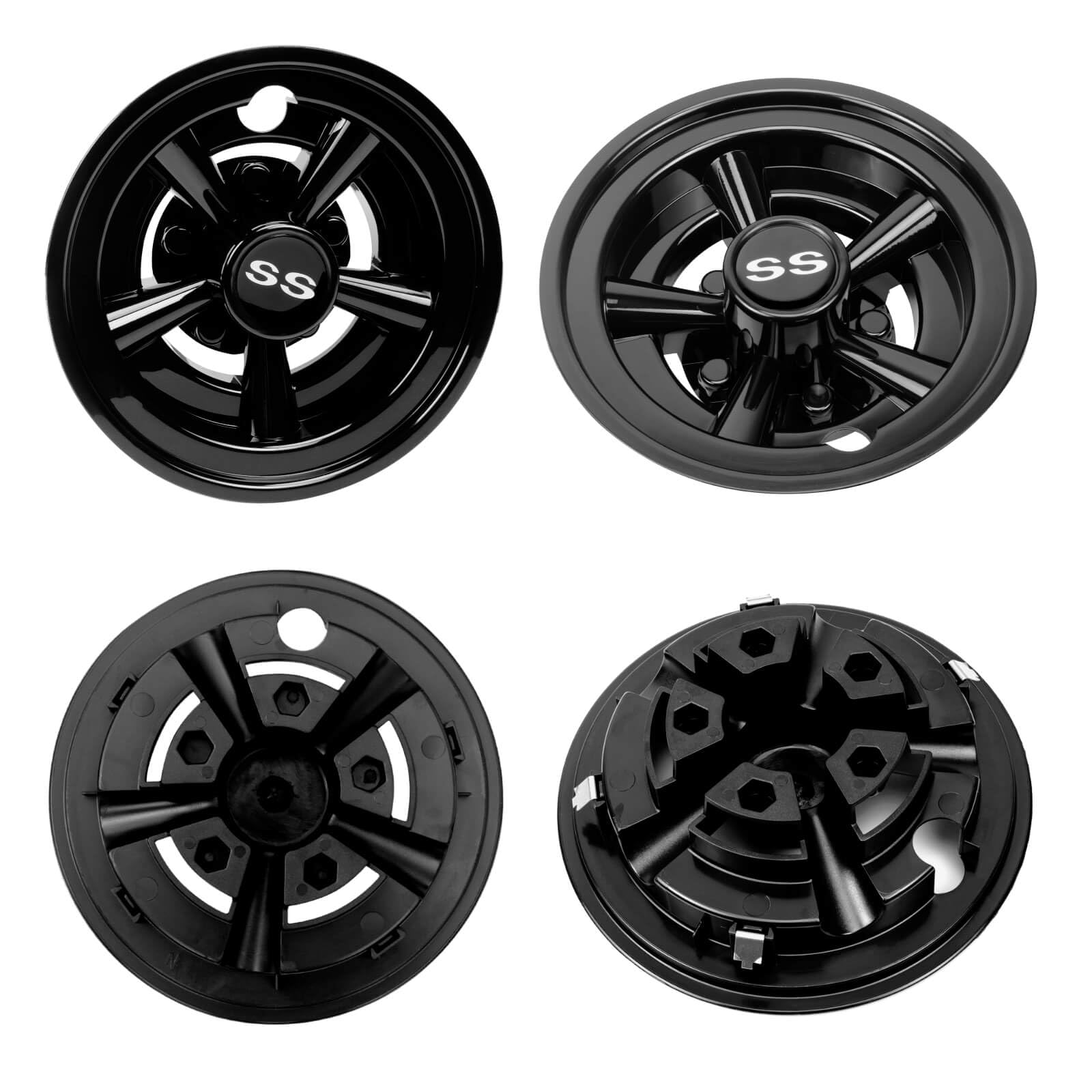 Photo 1 of Golf Cart SS Wheel Covers Hubcaps, 8 Inch Golf Cart Hub Caps Snap-on Installation (Set of 4), Fits EZGO Yamaha Club Car,Black