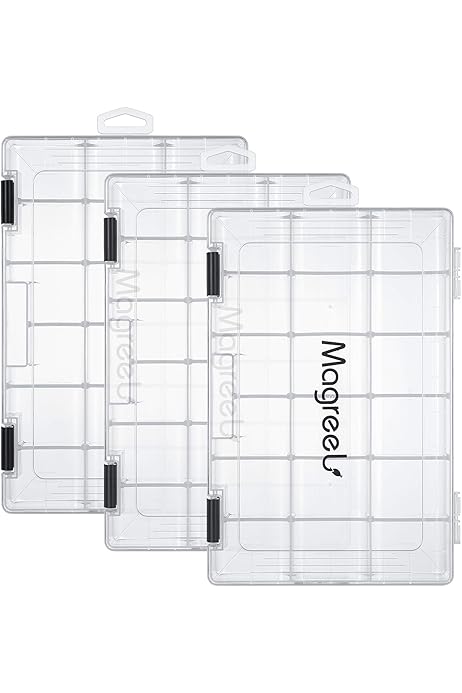 Amazon Com Fishing Tackle Boxes Transparent Fish Tackle Storage With Adjustable Dividers Plastic Box Organizer 3600 Tackle Trays 3 Packs Sports Outdoors