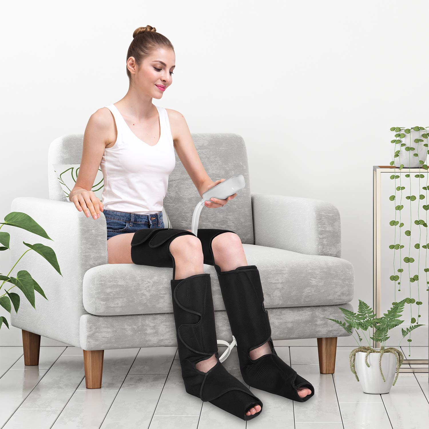 Compression Device Rls Mua QUIINEAR Full Leg Massager, Foot, Calf & Thigh Massage Machine- 3 ...