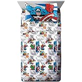 Jay Franco Kids Sheet Set with Fitted, Flat Sheets & Pillow Cover - Ultra-Soft Bedding with Pillowcase for Room Decor, White - Avengers, 3 Piece Twin