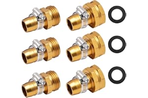 KICHWIT 3 Pack 5/8 Inch Aluminum Garden Hose Connector with Stainless Steel Clamps, Garden Hose Repair Kit, Garden Hose Fittings