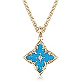 Fettero Gold Clover Necklace for Women Dainty 14K Gold Plated CZ Pendant Necklace Adjustable Chain Choker Charm Colorful Clover Pendant Lucky Necklaces for Women Jewelry