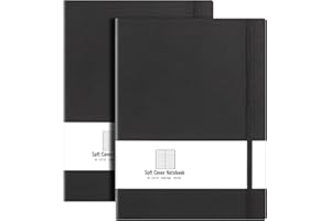 B5 College Ruled Notebook Softcover Journals(2-Pack)- AHGXG Large Composition Notebook 7.6 x 10 inch with Thick 100gsm Lined Paper, Total 408 Numbered Pages, Black Black