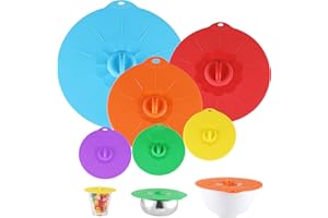 OHOLA KITCHEN SUPPLIES 6PCS Silicone Lids, OHOLA Microwave Splatter Cover, 4 Sizes Reusable Silicone Lids Covers for Cups, Bowls, Food Storage, Pots and Pans, Heat-Resistant, Dishwasher Safe (6 Colors)