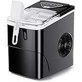 Silonn Countertop Ice Maker, 9 Ice Cubes in 6 Mins, 26 Lbs in 24 Hrs, Compact Ice Machine with Ice Basket & Scoop, 2 Ice Size