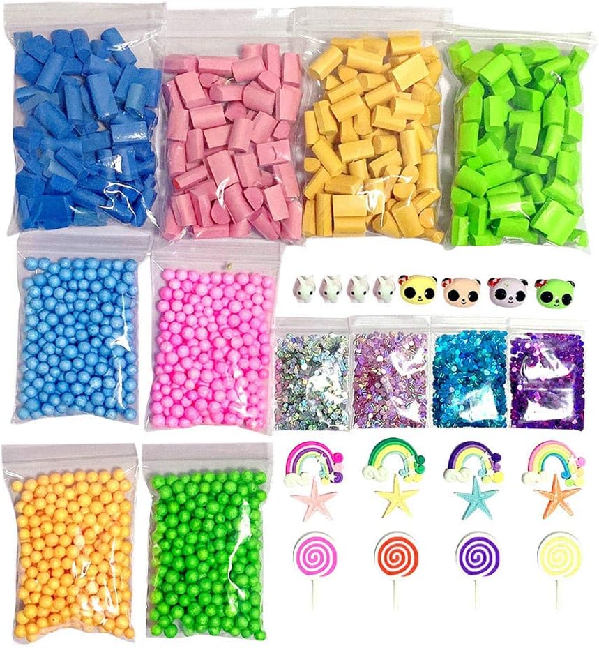 Gbell DIY Slime Kit for Kids,Girl's Mermaid Pearl Shell Sequins Fruit Slime Supplies Kit for DIY Slime,Foam Beads Styrofoam Balls Tools Slime Stuff Making Kit for Kids Slime Party Supplies (32 Pcs)