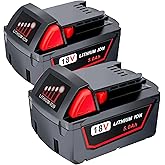 Epowon 5.0Ah Replacement Battery for Milwaukee 18V Battery Compatible with Milwaukee M18 Battery 48-11-1850 48-11-1852 48-11-1820 48-11-1828 48-11-1830 Cordless Power Tools 2 Pack