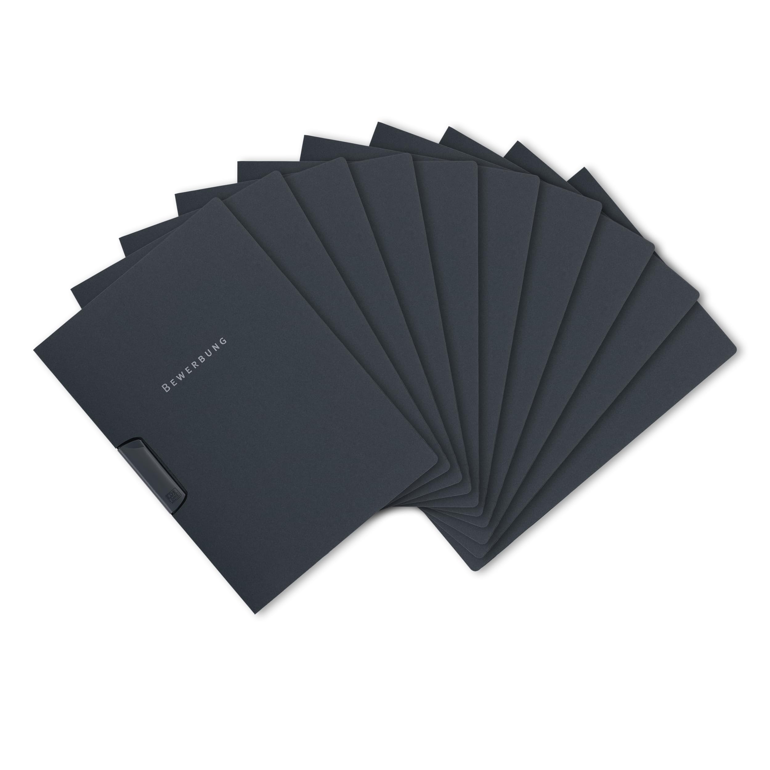 Oxford Elba 36411AZ Applications Folder 2 Part Cardboard for 30 DIN A4 Pages with Clip Fix System Set of 10 Charcoal