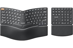 ProtoArc Wireless Ergonomic Keyboard, EK04 2.4GHz Wireless Ergo Keyboard with Separate Numeric Keypad, Split Design, Wrist Re
