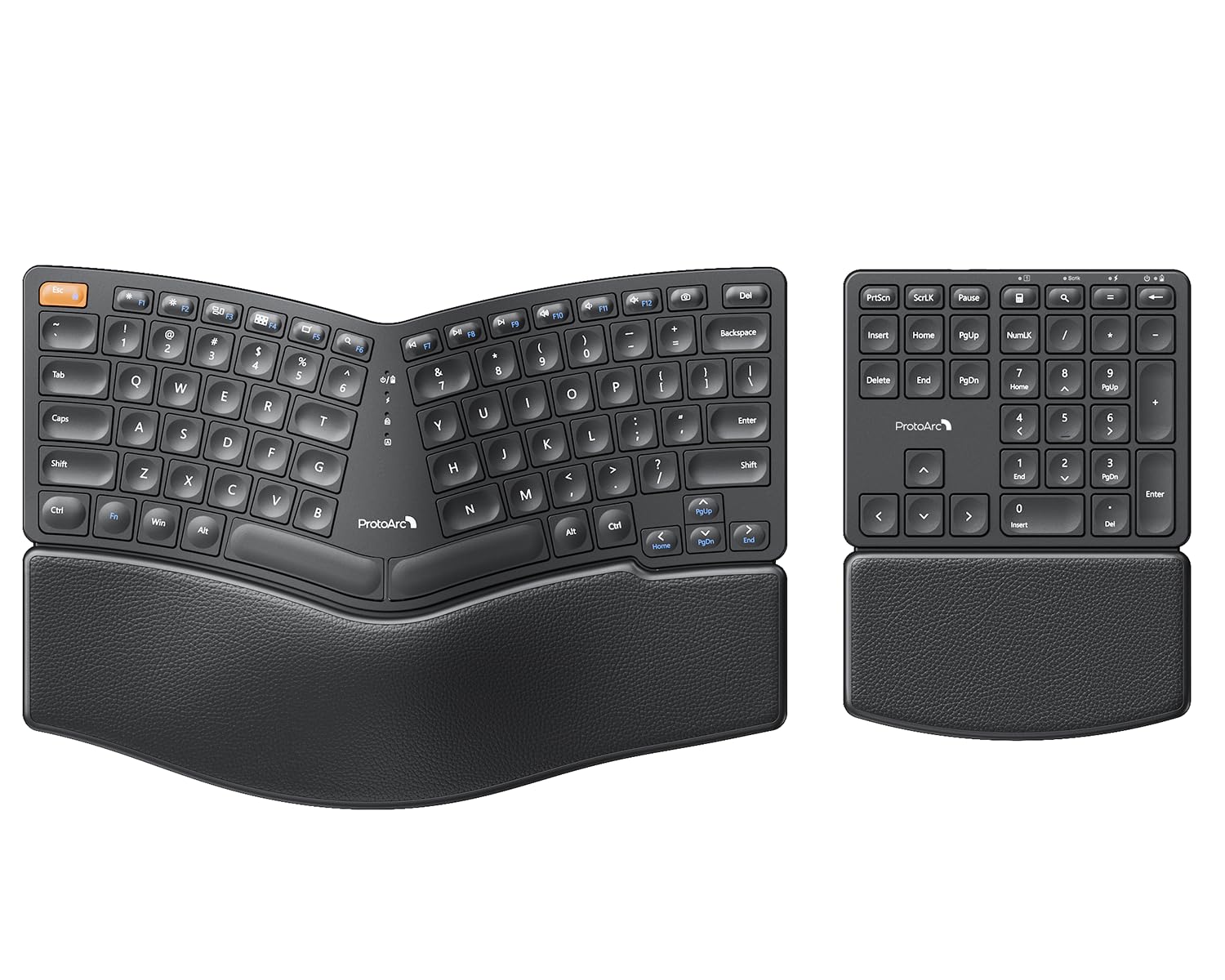 Photo 1 of ProtoArc Wireless Ergonomic Keyboard, EK04 2.4GHz Wireless Ergo Keyboard with Separate Numeric Keypad, Split Design, Hard Wrist Rest, Rechargeable, for Windows PC/Laptop/Desktop