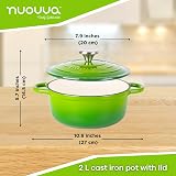 Nuovva Enamelled Cast Iron Dutch Oven Pot 2.1 Qt Green with Lid 20cm view 2
