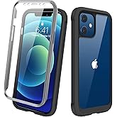 Diaclara Designed for iPhone 12/12 Pro Case, Full Body Rugged with Built-in Touch Sensitive Anti-Scratch Screen Protector, Soft TPU Bumper Case for iPhone 12/12 Pro 6.1" (Black and Clear)