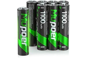 Mupoer Rechargeable AAA Batteries 8 Pack,1100mAh NiMH AAA Rechargeable Battery,1.2V Triple A Battery, High Capacity Low Self Discharge Pilas Recargables,3A Batteries for Solar Light Toy Remote