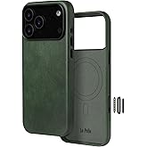 Le Pelle - Handcrafted Premium Italian Leather Case for iPhone 17 Pro - [Built-in Camera Control] - Compatible with Magsafe - Two-Tone Effect with Unique Patina Over Time - Emerald Green