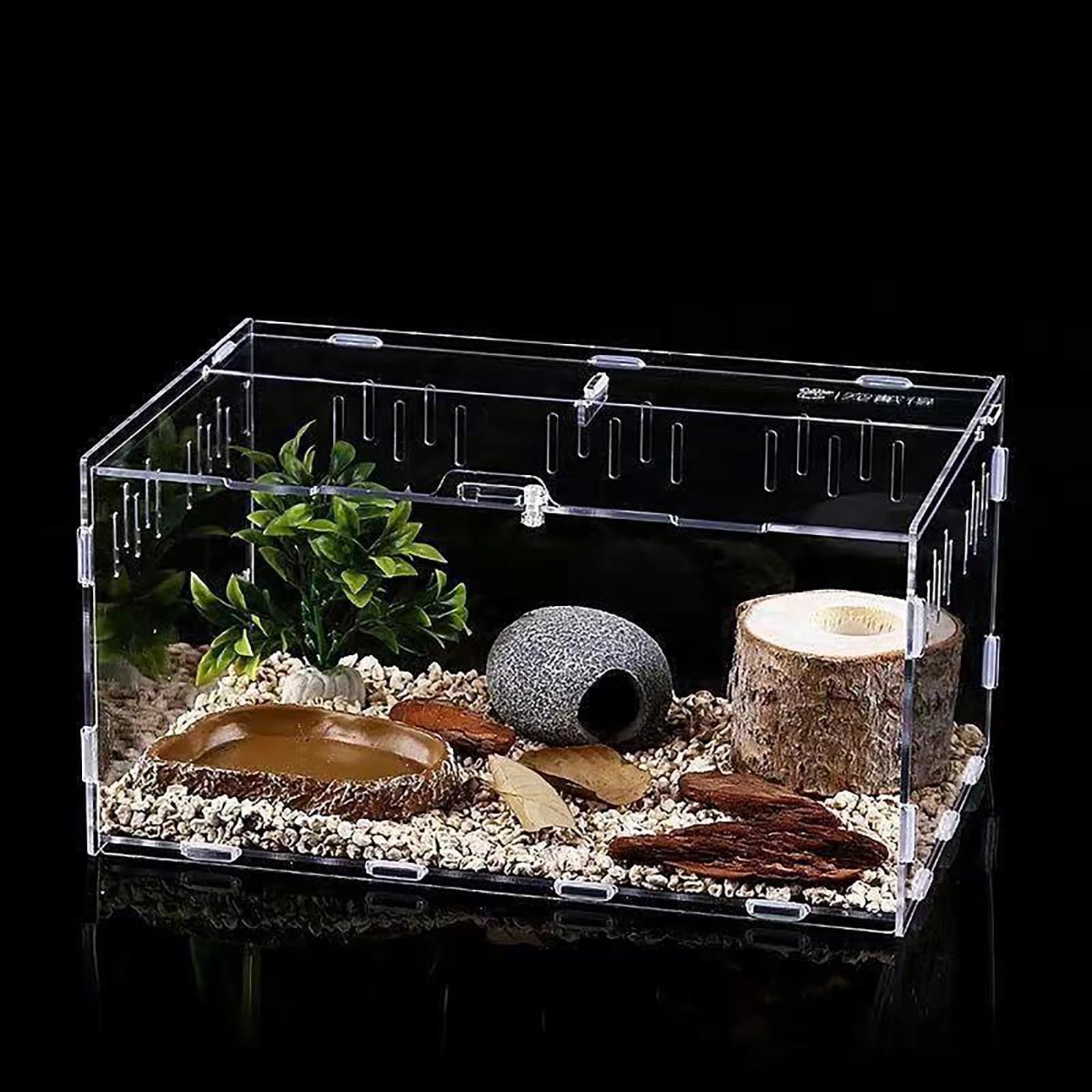 AMZTEMU Reptile Feeding Box, Terrarium Breeding Box, Mini reptile tank, Terrarium Kit for Spiderlings,Insect,Snail,Gecko,Bearded Dragon -Acrylic(30 * 20 * 15cm)