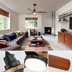 Sofucor 52 Inch Solid Wood Ceiling Fans with Lights