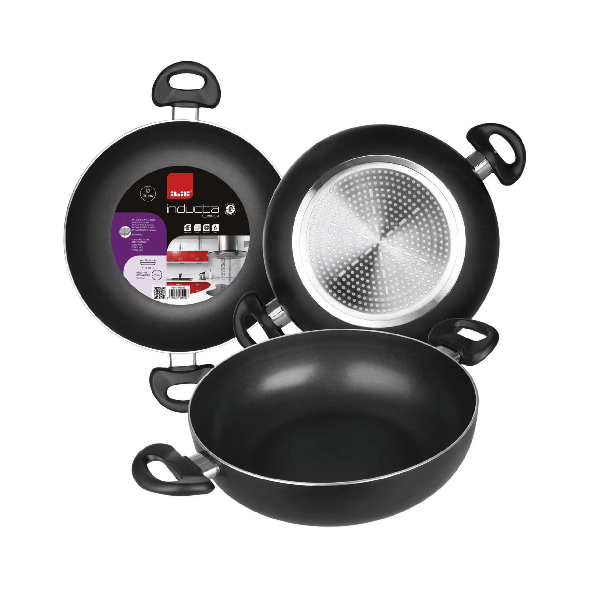 Ibili 410532 - Sartén Honda con asas Inducta Aluminio 32 cm