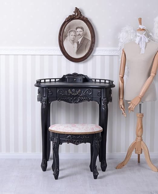 Palazzo Int Romantischer Schminktisch Hocker Antik Schwarz Rokoko Exklusiv Amazon De Kuche Haushalt