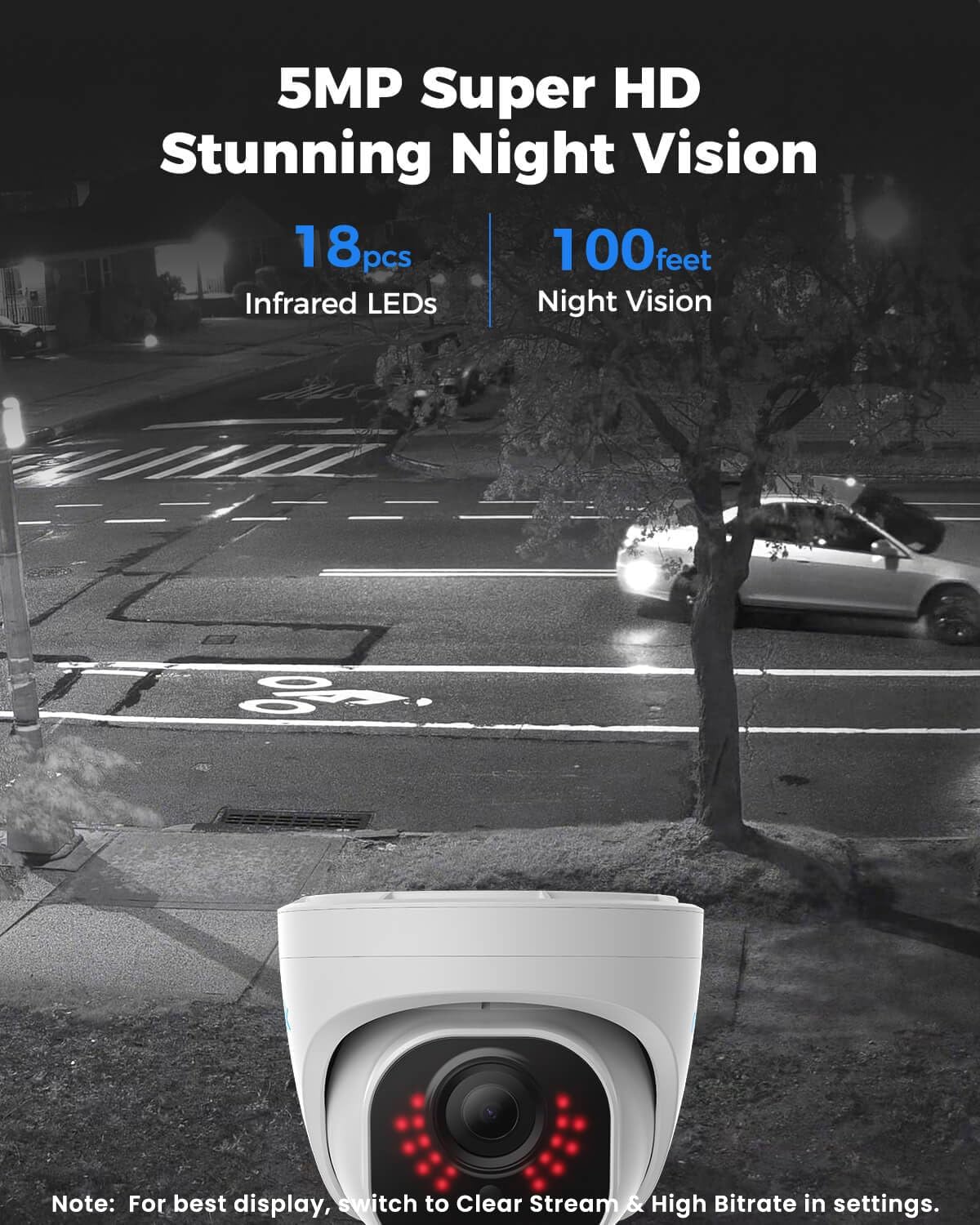 REOLINK Smart 5MP 8CH Home Security Camera System, 4pcs Wired PoE IP Cameras Outdoor with Person/Pet/Vehicle Detection, 4K 8CH NVR with 2TB HDD for 24-7 Recording, RLK8-520D4-5MP