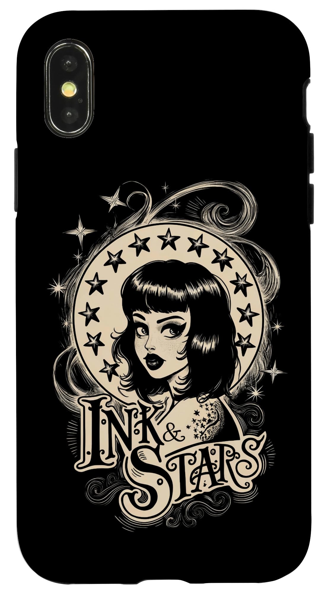 iPhone X/XS Vintage Tattoo Goth Girl Ink and Stars Case
