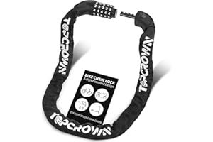 Topcrown Bike Chain Lock 3.2Ft Long High Security Heavy Duty Anti Theft, 5 Digit Combination Resettable Keyless Bicycle Lock for Bike/Electric Scooter/Ebike/Motorcycle(Black)