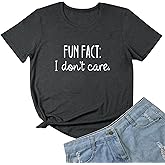 LOOKFACE Women Short Sleeve Tees Fun FACT Graphic Summer T Shirts