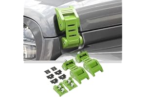 JWWY for Jeep Wrangler Hood Latches Clamp Aluminum Stainless Steel Hood Catch Fastene with Lock Kit Compatible with Jeep Wrangler JK/JKU 2007-2017,JL/JLU 2018-2025+&Gladiator JT 2020-2025+4xe Green B