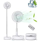Primevolve Portable Oscillating Standing Fan,Rechargeable Battery Operated USB Floor Table Desk Fan with Remote, Bedroom Camping Travel Fans White 7.7"