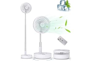 Primevolve Portable Oscillating Standing Fan,Rechargeable Battery Operated USB Floor Table Desk Fan with Remote, 4 Speed Settings Pedestal Fans for Bedroom Office Camping Fishing Travel White 7.7"