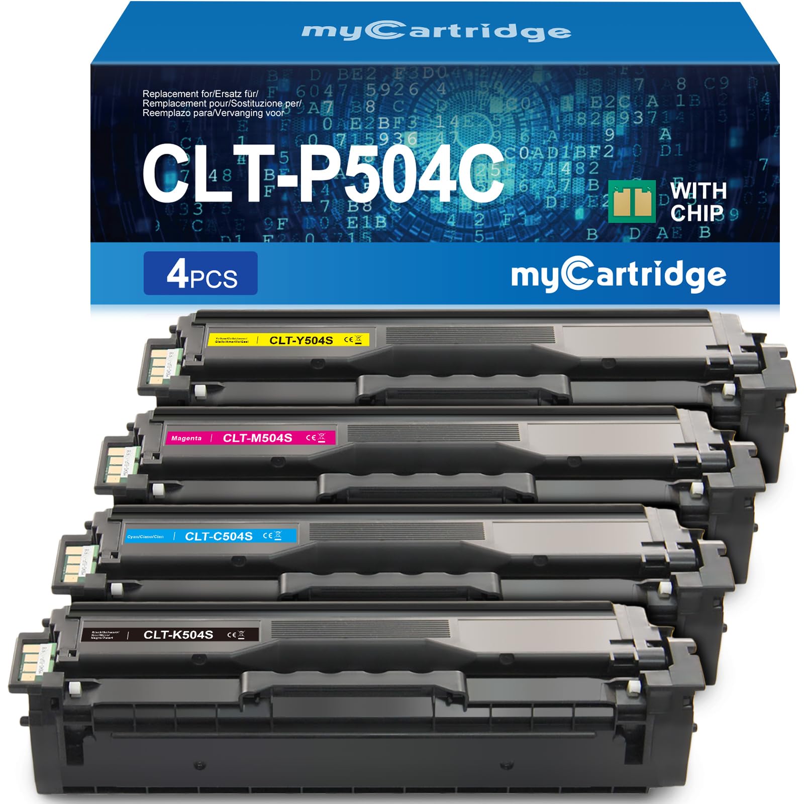 MYCARTRIDGE Replacement for Samsung CLT-K504S CLT-P504C Multipack Toner Cartridge for Samsung Xpress C1860FW C1810W CLX-4195FN CLX-4195FW CLX-4195N CLP-415N CLP-415NW (Black Cyan Magenta Yellow)