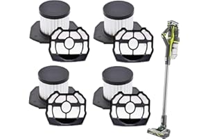 GREESUIT Filter Replacement for Ryobi P718 313282002 18V Strut Stick Vacuum Cleaner, Fit for P718K P7181 Part 313282001 Replacement Filter - 4 Pack Filter Assembly with 4 Pack Pre-Screen