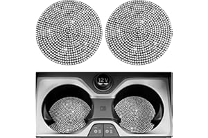 LSKASELUE Lot de 2 dessous de verre de voiture avec strass étincelants antidérapants fabriqués à la main - Décoration d'intér