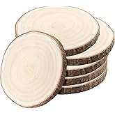 HEIHAK 6 PCS Natural Wood Slices with Bark, 9-10 Inch Unfinished Wood Rounds for Table Centerpieces, Rustic Wedding Decor, DIY Crafts and Party Decoration