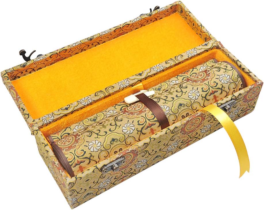 SJ023 Hmayart Blank Hand Scroll with Silk Brocade Box/Event Or Wedding Guest Book (22 x 330 cm/8.66 x 130 inch) (SJ023_qicailong)