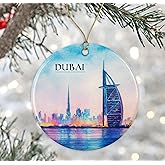 Dubai Watercolor Ornament - Ceramic Christmas Keepsake - Honeymoon Anniversary - Travel Souvenir - Housewarming Present - Gift for Dubai Lover Printed on Both Sides